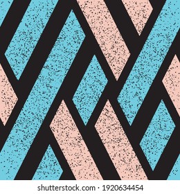 Seamless pattern with grunge oblique colored segments