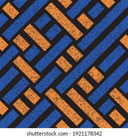 Seamless pattern with grunge oblique colored segments
