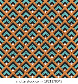 Seamless pattern with grunge oblique colored segments
