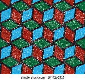 Patrón sin brillo con segmentos de color oblicuo grueso(cubo)