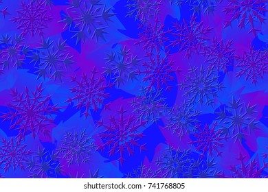 Seamless pattern. Grunge. Snowflakes and blue background. Effect of the embossing