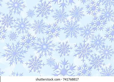 Seamless pattern. Grunge. Snowflakes and blue background. Effect of the embossing