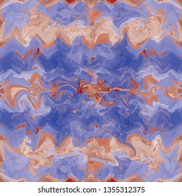 Seamless pattern with grunge stained ,wavy elements in blue,brown,beige colors