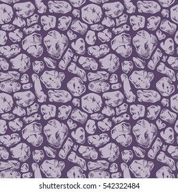 Seamless pattern of grunge stone wall. Vector illustration texture in ink hand drawn style. Cyclopean masonry. Rubble walls.