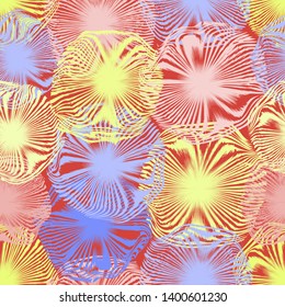Seamless pattern with grunge striped blurred circles in blue,yellow ,pink colors for seb design