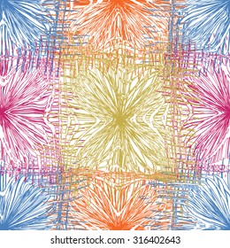 Seamless pattern with grunge striped colorful square elements