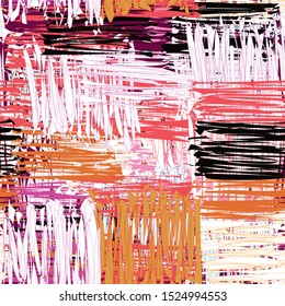 Seamless pattern with grunge striped rough crossed  colorful elements