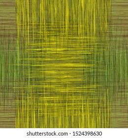 Seamless pattern with grunge striped square crossed elements in green, yellow, brown colors for web design
