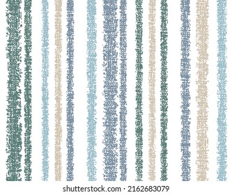 Seamless pattern with grunge stripes. Abstract green, blue and beige stripe textured pattern on white background.