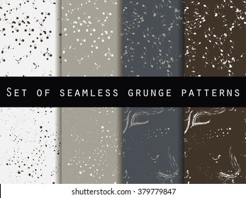 Seamless pattern in grunge style with blots and strokes. Set. For wallpaper, bed linen, tiles, fabrics, backgrounds. Vector texture.