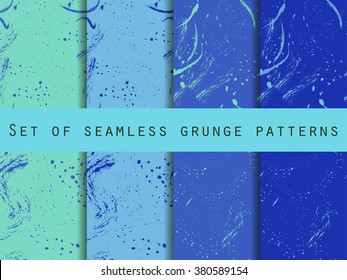 Seamless pattern in grunge style with blots and strokes. Set. For wallpaper, bed linen, tiles, fabrics, backgrounds. Vector texture.