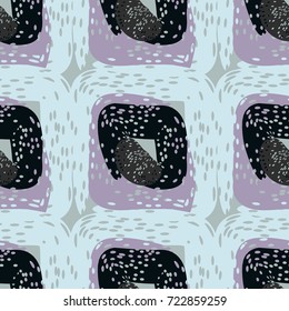 Seamless pattern. Grunge style. Careless lines. Linear construction of elements.