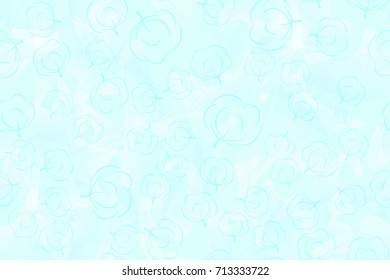 Seamless pattern for grunge style. Cotton. Blue background, gradient and random arrangement of objects