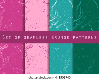 Seamless pattern in grunge style. Design with clots and strokes. Vector texture.