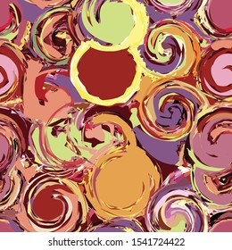 Seamless pattern with grunge swirled coorful elements for web design