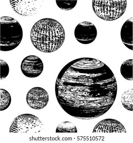 Seamless Pattern with Grunge Textured Geometric Elements. Vector Illustration.