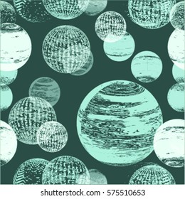 Seamless Pattern with Grunge Textured Geometric Elements. Vector Illustration.