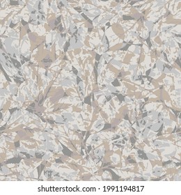 Seamless pattern grunge textured ornament leaf vector pattern. Abstract Geometric brown leaves background.