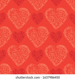 Seamless pattern with grunge Valentines hearts. Design element for banner, fabric, wallpaper, gift wrap. Romantic vector illustration.