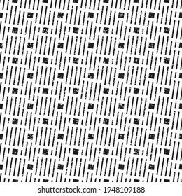 Seamless pattern with grunge wavy black segments