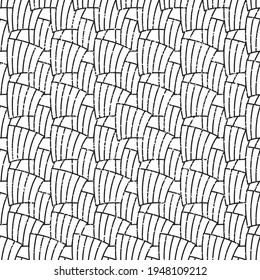 Seamless pattern with grunge wavy black segments