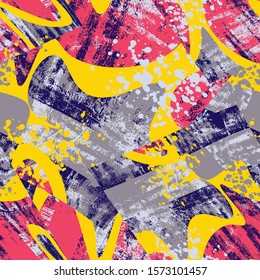Seamless pattern with grunge wavy elements.