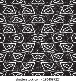 Seamless pattern with grunge white geometric forms.eps