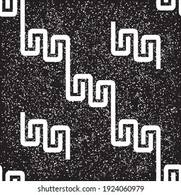 Seamless pattern with grunge white zigzag lines