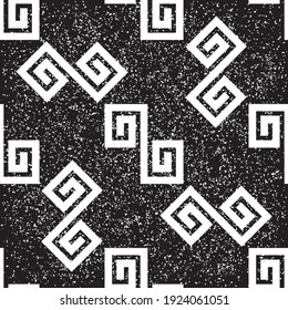 Seamless pattern with grunge white zigzag lines