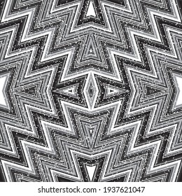 Seamless pattern with grunge zigzag black lines