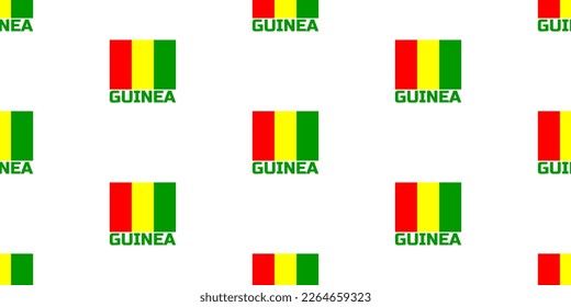 The seamless pattern of the GUINEA country flag. With the caption of the name of the country  " GUINEA".