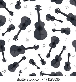 Seamless pattern, guitar music instrument note retro wallpaper background vector textiles kids 
