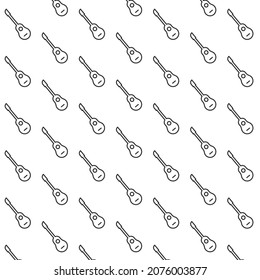 Seamless pattern of guitar in white background with mini doodle (icon). Vector Illustration