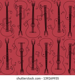 Seamless pattern of guitar's contour