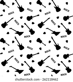 Seamless pattern with guitars on a white background, vector illustration