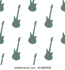 Seamless pattern with guitars on a white background, vector illustration