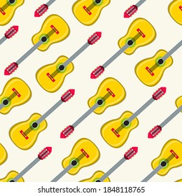 Seamless pattern with guitars, vector illustration.