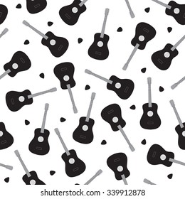 Seamless Pattern With Guitars, Vector Illustration