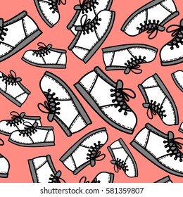 Seamless pattern with gym shoes