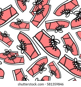 Seamless pattern with gym shoes