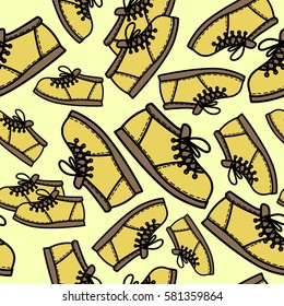 Seamless pattern with gym shoes