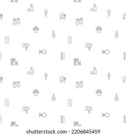 Seamless pattern with hair and beauty icon on white background. Included the icons as hairstyle, brush, comb, foam, hair dryer And Other Elements.