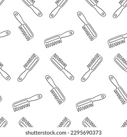 Seamless pattern with hair comb with a handle hand drawn doodle outline vector