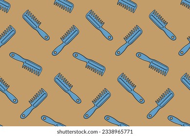 Seamless pattern with hair comb with a handle doodle vector