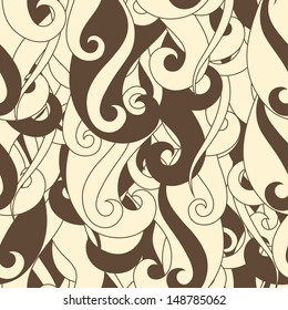 Seamless pattern hair curls and waves.