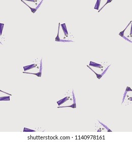 Seamless pattern for hairdressing salon with hair coloring. Vector fashion illustrations with watercolor style paint splashes. Stylish graphic on white background. Design for logo, t shirt and uniform
