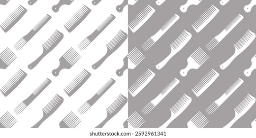 Seamless pattern with hairdressing tools. Hairdressing tools template. Background with hairbrushes and combs.