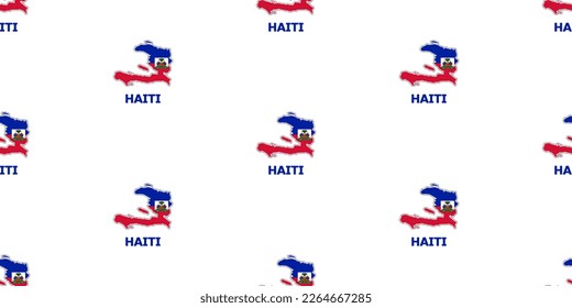 Seamless pattern of HAITI country map  in Haiti flag colors.  With the caption of the name of the country "HAITI".