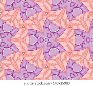 Seamless pattern of half abstract violet and pink decor from the parts of dragonfly's wings.