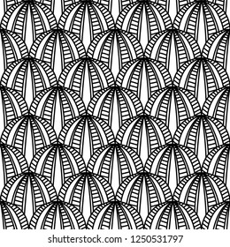 seamless pattern with half rounds scale. black and white vector graphic